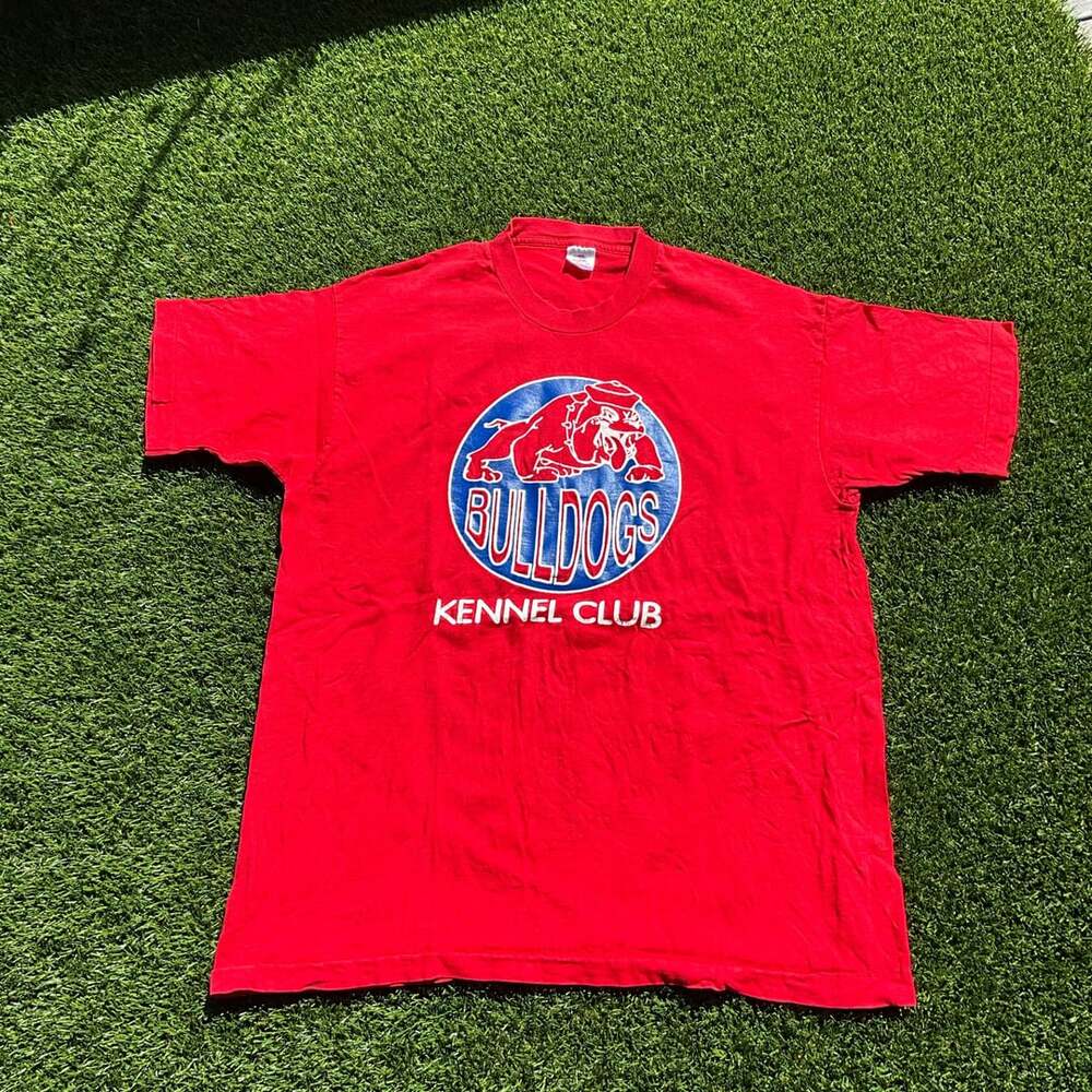 Vintage Fruit of the Loom Bulldogs Kennel Club Red T-Shirt